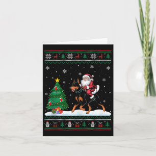 Ugly Christmas Tree Light Santa Riding Doberman Pi Card