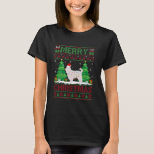 Ugly Christmas Tree Lighting Bearded Collie Dog Ug T-Shirt