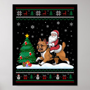 Ugly Christmas Tree Lights Santa Riding Brussels G Poster