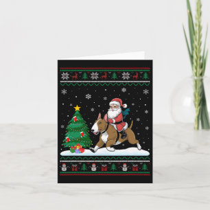 Ugly Christmas Tree Lights Santa Riding Bull Terri Card
