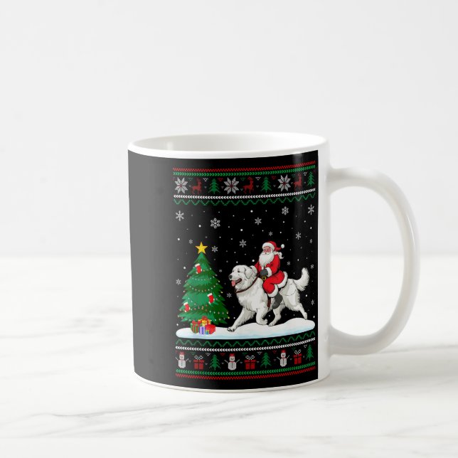 Ugly Christmas Tree Lights Santa Riding Great Pyre Coffee Mug (Right)