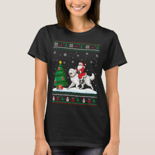 Ugly Christmas Tree Lights Santa Riding Great Pyre T-Shirt