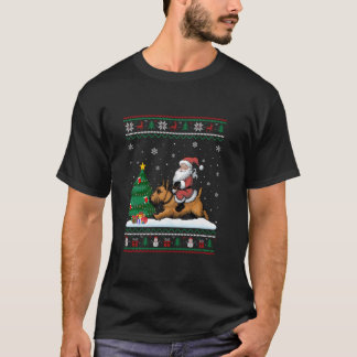Ugly Christmas Tree Lights Santa Riding Scottish T T-Shirt