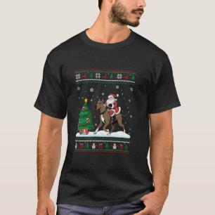 Ugly Christmas Tree Lights Xmas Santa Riding Great T-Shirt