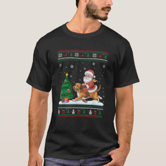 Ugly Christmas Tree Lights Xmas Santa Riding Havan T-Shirt