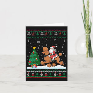 Ugly Christmas Tree Lights Xmas Santa Riding Poodl Card