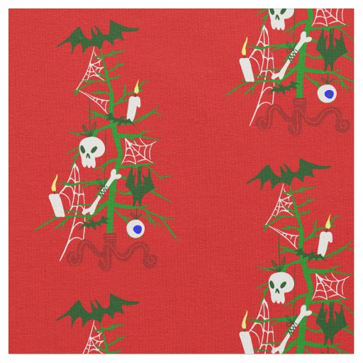 ugly christmas tree skull bat fabric