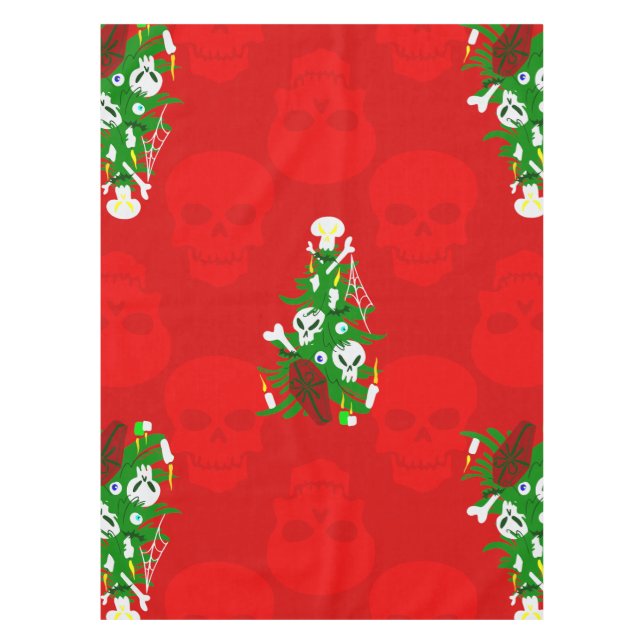 ugly christmas tree skull casket  tablecloth (Front)