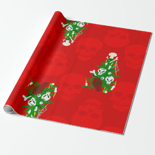 ugly christmas tree skull casket wrapping paper