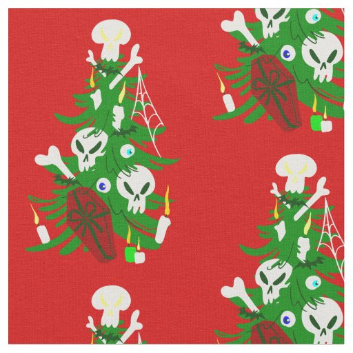 ugly christmas tree skull coffin fabric