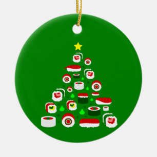 ugly christmas tree sushi ceramic ornament
