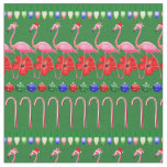 Ugly Christmas Tropical Pink Flamingos on Holiday Fabric