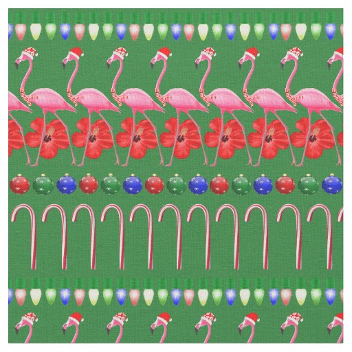 Ugly Christmas Tropical Pink Flamingos on Holiday Fabric