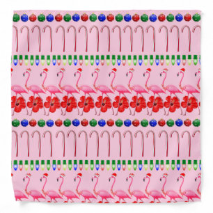 Ugly Christmas Tropical Pink Flamingos on Pink Bandana