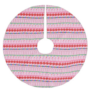 Ugly Christmas Tropical Pink Flamingos on Pink Brushed Polyester Tree Skirt