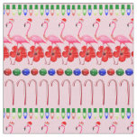 Ugly Christmas Tropical Pink Flamingos on Pink Fabric