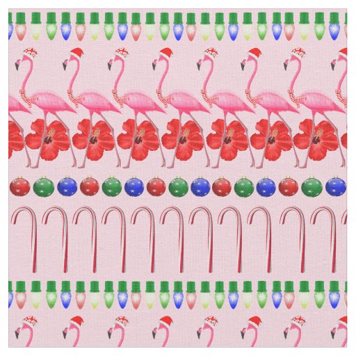 Ugly Christmas Tropical Pink Flamingos on Pink Fabric