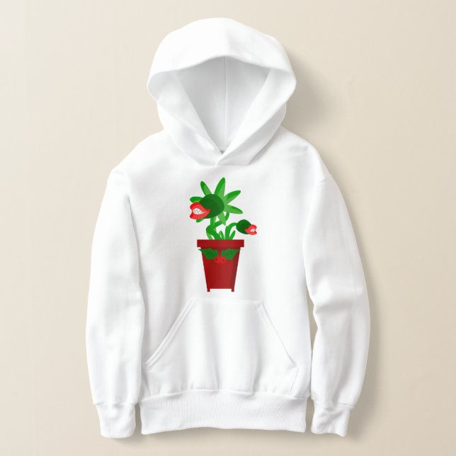 ugly christmas venus flytrap holly hoodie (Laydown)