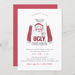 Ugly Christmas Watercolor Sweater Party Invitation