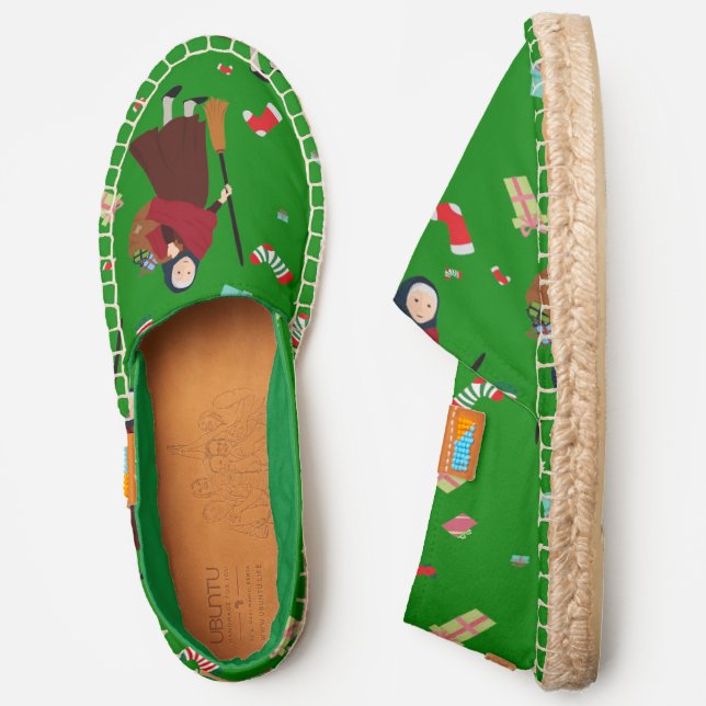 ugly christmas witch befana green espadrilles (Side)