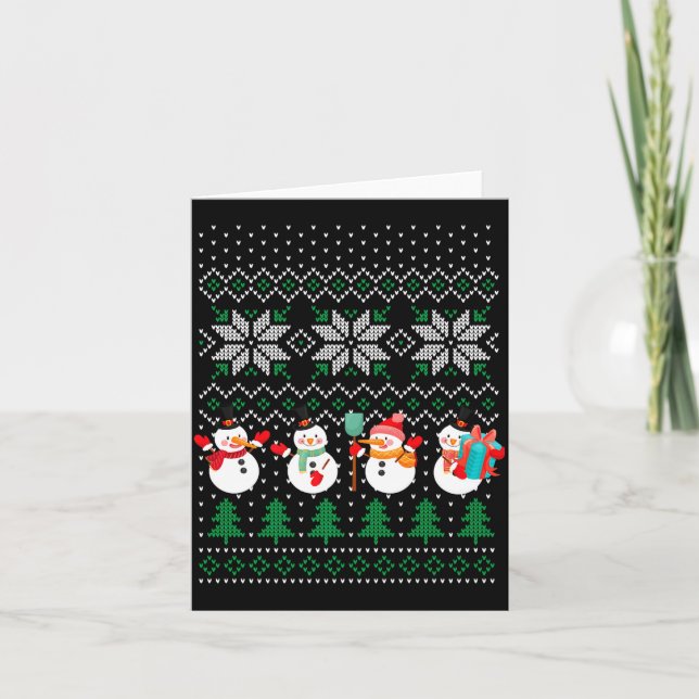 Ugly Christmas Xmas Tree Snowman Santa Claus New Y Card (Front)
