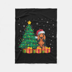 Ugly Coonhound Santa Hat Christmas Lights Dog Love Fleece Blanket