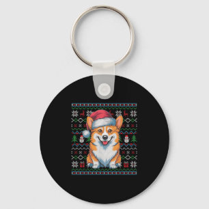 Ugly Corgi Dog Lovers Xmas Sweater Santa Christmas Keychain