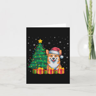 Ugly Corgi Santa Hat Christmas Lights Dog Lover Xm Card
