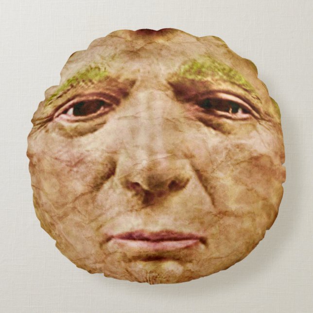 Ugly Creepy Trump Face Round Pillow (Front)