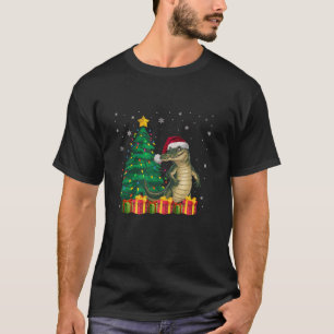 Ugly Crocodile Santa Hat Christmas Tree Lights Paj T-Shirt