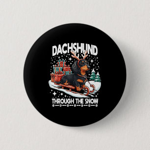 Ugly Dachshund Christmasthrough The Snow Gift Chri Button