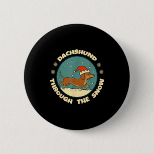 Ugly Dachshund Christmasthrough The Snow Gift Chri Button