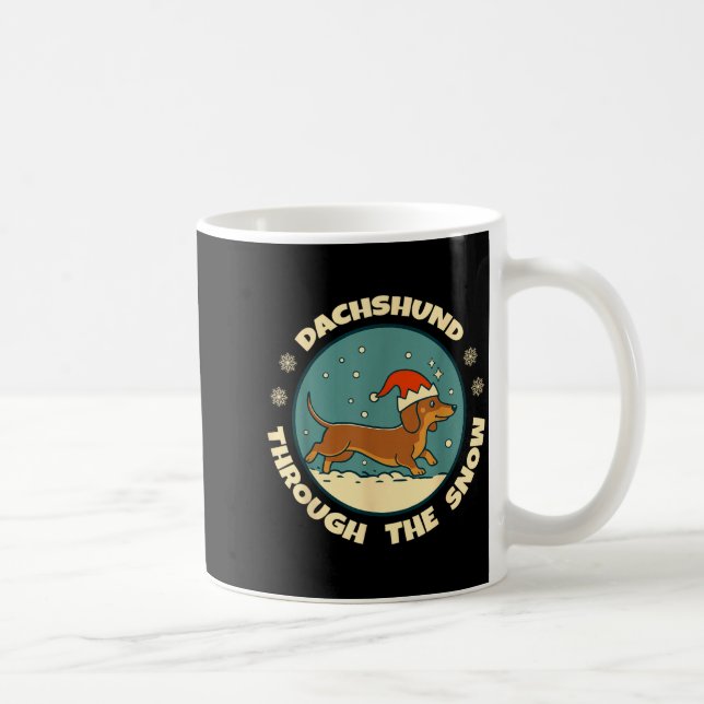 Ugly Dachshund Christmasthrough The Snow Gift Chri Coffee Mug (Right)
