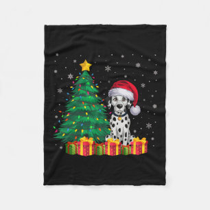 Ugly Dalmatian Santa Hat Christmas Lights Dog Love Fleece Blanket