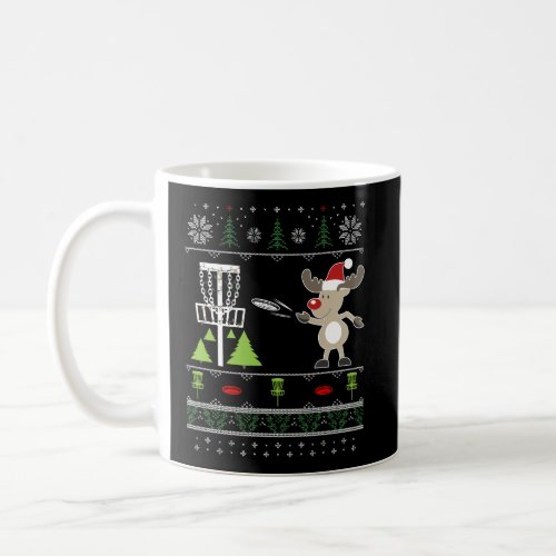 Ugly Disc Golf Christmas Sweater Reindeer Sleigh Coffee Mug