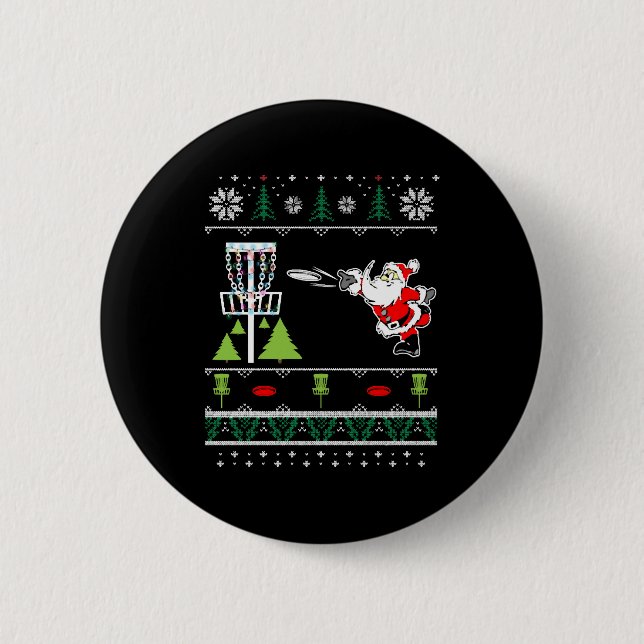 Ugly Disc Golf Santa Christmas Sweater Long Sleeve Button (Front)