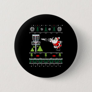 Ugly Disc Golf Santa Christmas Sweater Long Sleeve Button