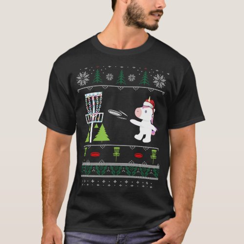 Ugly Disc Golf Unicorn Funny Holiday Christmas Xma T_Shirt