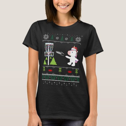 Ugly Disc Golf Unicorn Funny Holiday Christmas Xma T_Shirt