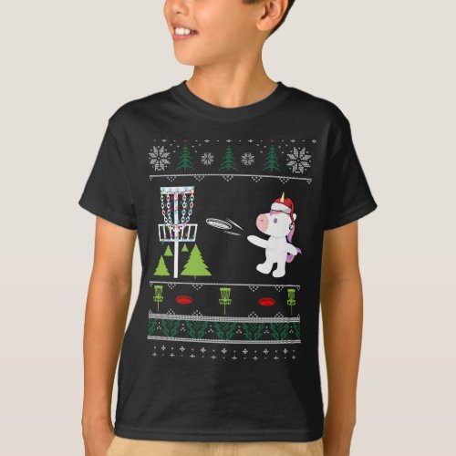 Ugly Disc Golf Unicorn Funny Holiday Christmas Xma T_Shirt