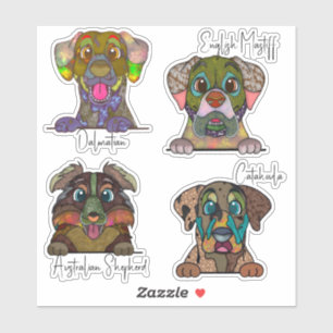 Ugly Dog Face Abstract Art Sticker Pack