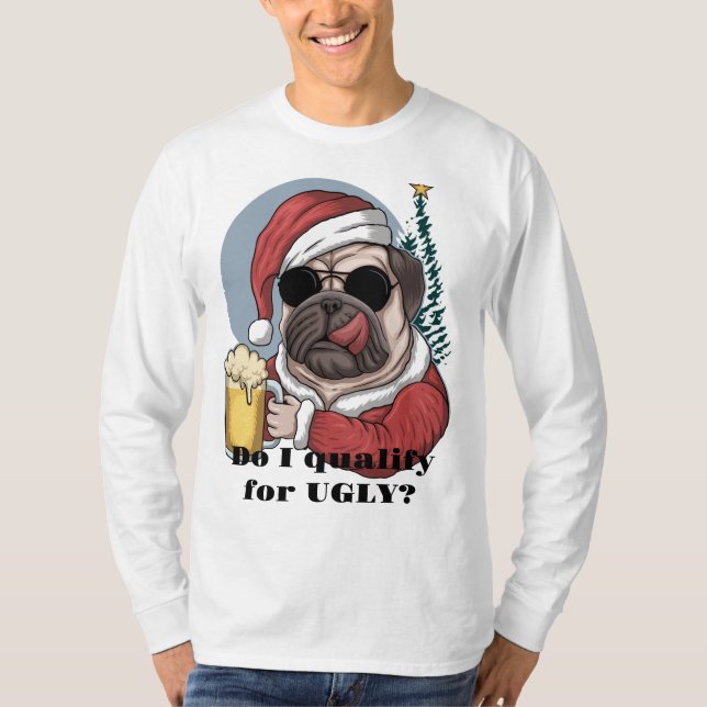 Ugly Dog Face Thug Beer Sunglasses T-Shirt (Front)
