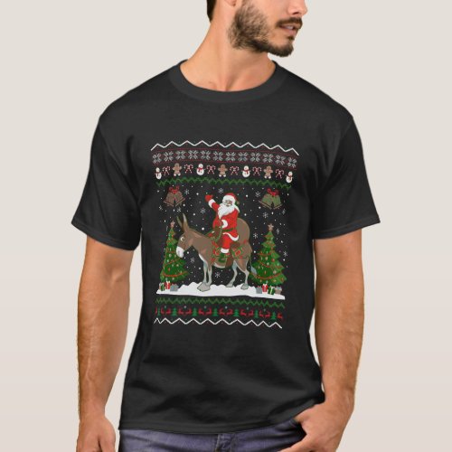 Ugly Donkey Xmas Gift Santa Riding Donkey Christma T_Shirt