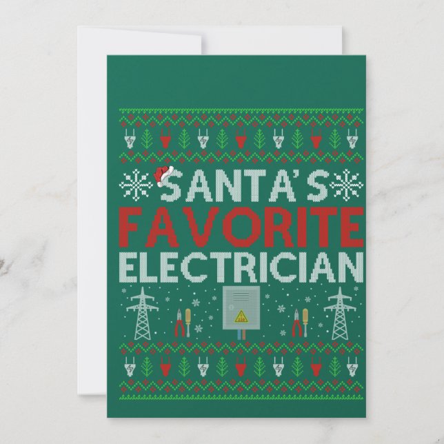 Ugly Electrician Xmas Gift Santa Loves Electrician Invitation (Front)