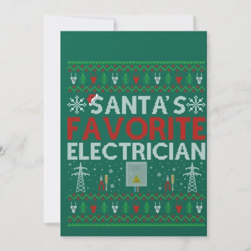 Ugly Electrician Xmas Gift Santa Loves Electrician Invitation