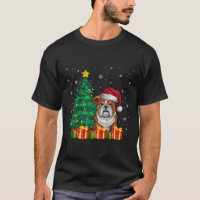Ugly English Bulldog Santa Hat Christmas Lights Do