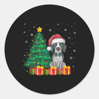 Ugly English Pointer Santa Hat Christmas Lights Do Classic Round Sticker