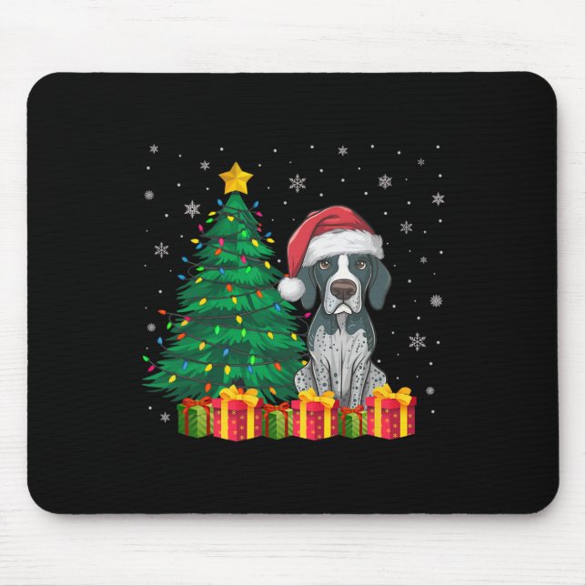 Ugly English Pointer Santa Hat Christmas Lights Do Mouse Pad (Front)