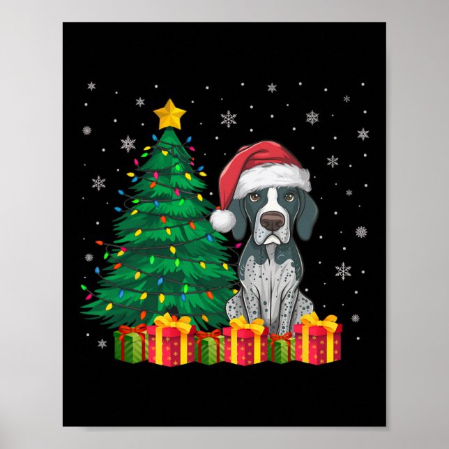Ugly English Pointer Santa Hat Christmas Lights Do Poster (Front)