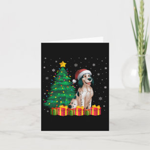 Ugly English Setter Santa Hat Christmas Lights Dog Card